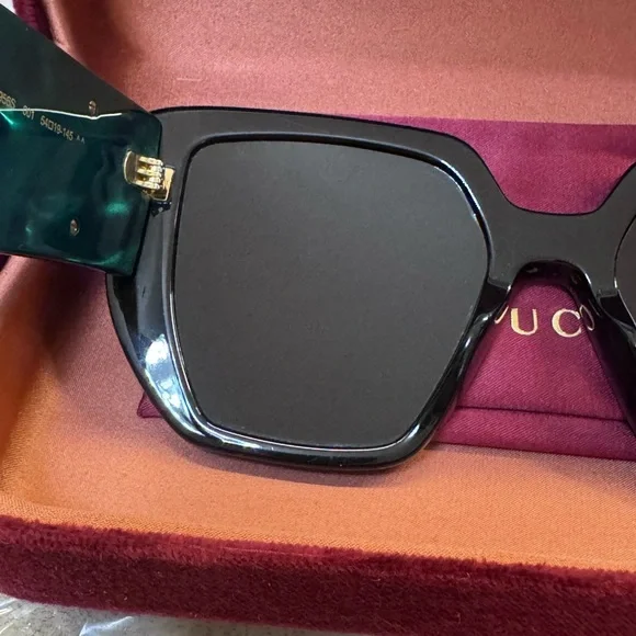 GUCCI GG0956S 001 Square Black Green 54 mm Women's Sunglasses